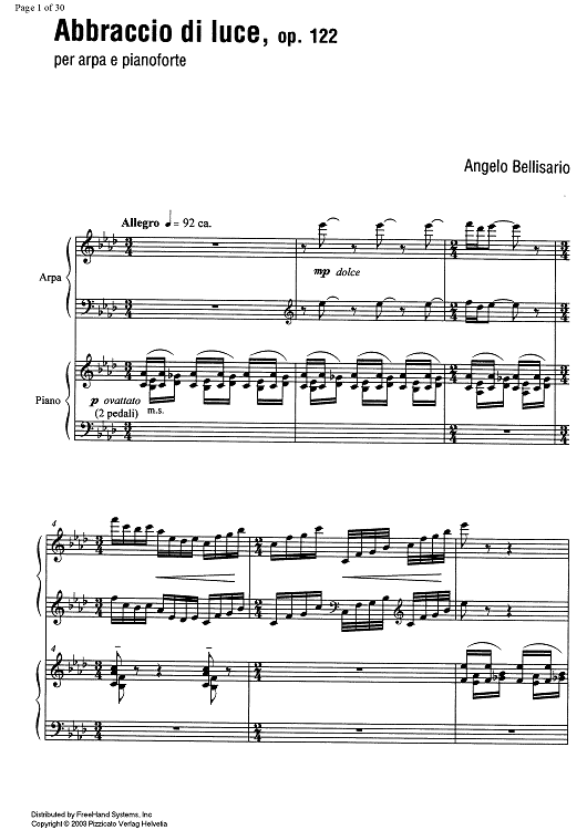 Abbraccio di luce Op.122 - Score