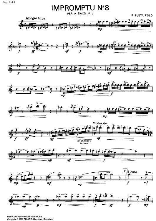 Impromptu No. 8 - La Pedrea - E-flat Alto Saxophone