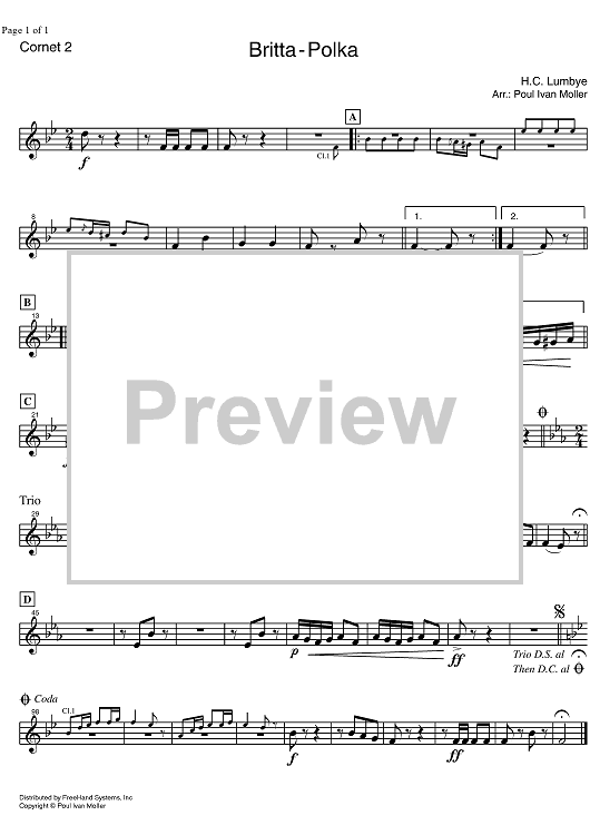 Britta Polka - B-flat Cornet 2
