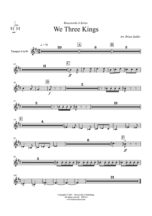 We Three Kings - Trumpet 6 in Bb or Horn 2 in F