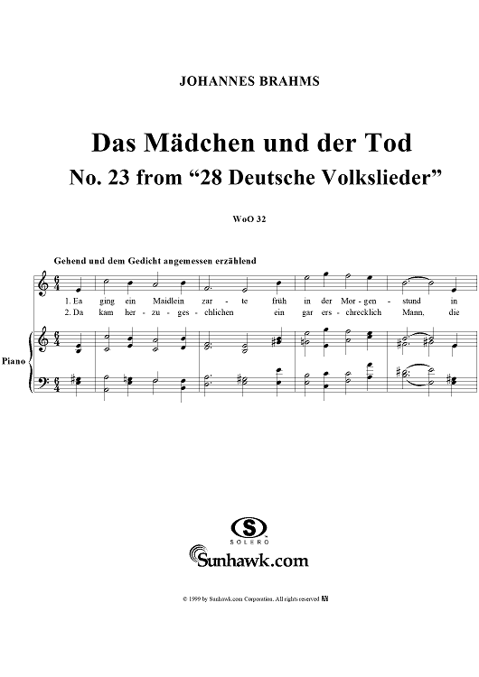 Das Mädchen und der Tod - No. 23 from "28 Deutsche Volkslieder" WoO 32