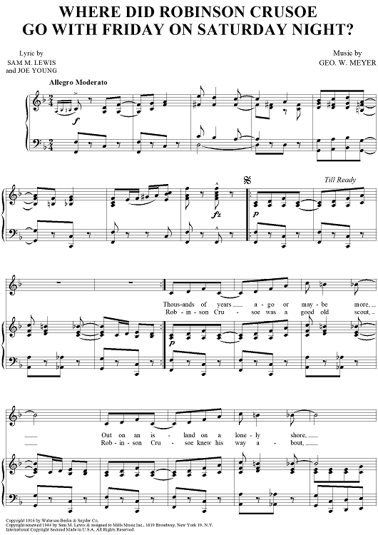 Where Did Robinson Crusoe Go With Friday On Saturday Night?