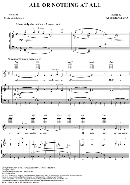 All or Nothing At All