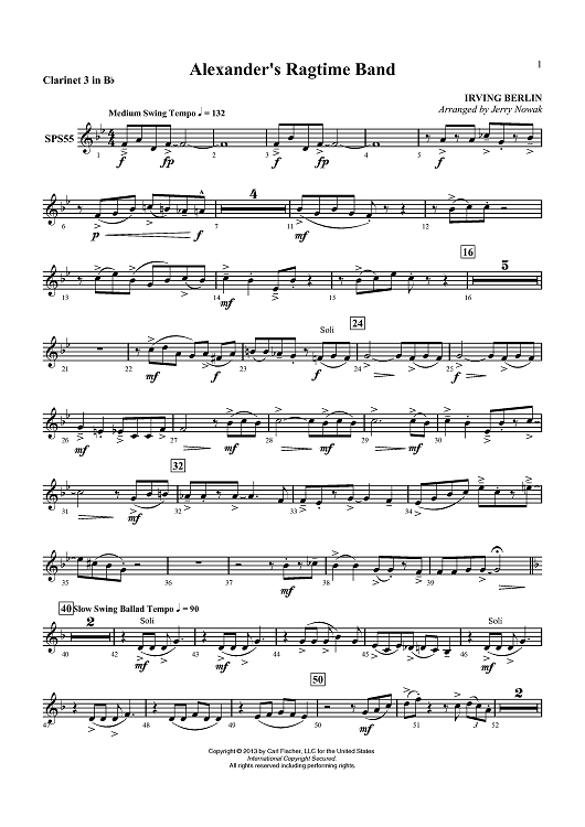 Alexander’s Ragtime Band - Clarinet 3 in Bb