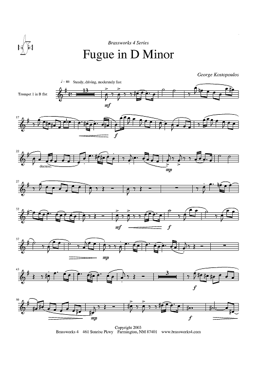 Fugue in D Minor - Trumpet 1 in Bb