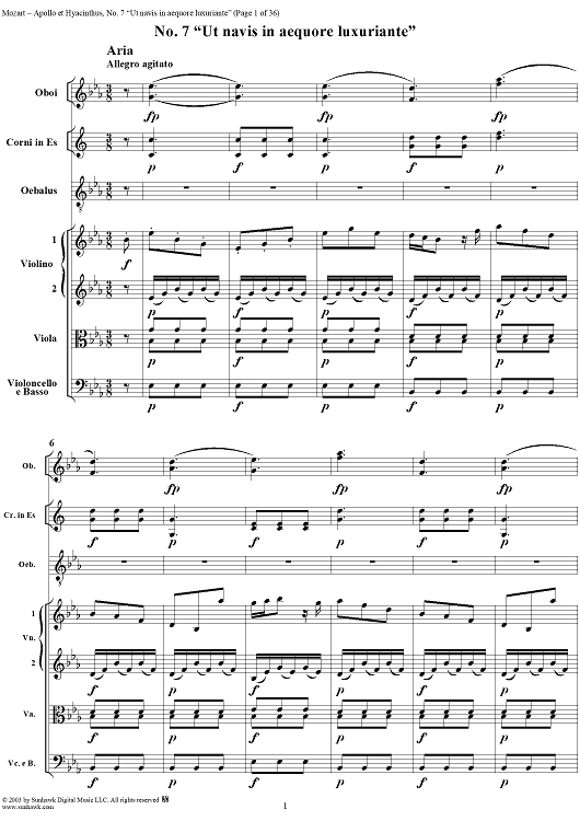 "Ut navis in aequore luxuriante", No. 7 from "Apollo et Hyacinthus" (K38) - Full Score