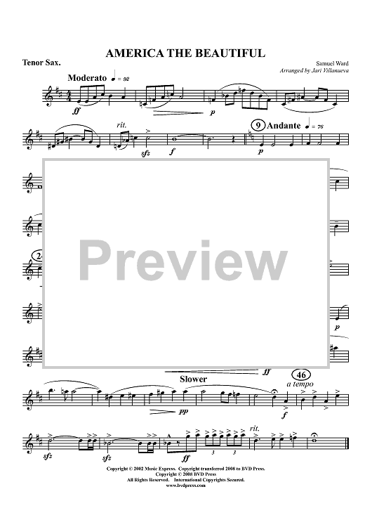 America the Beautiful - Tenor Sax