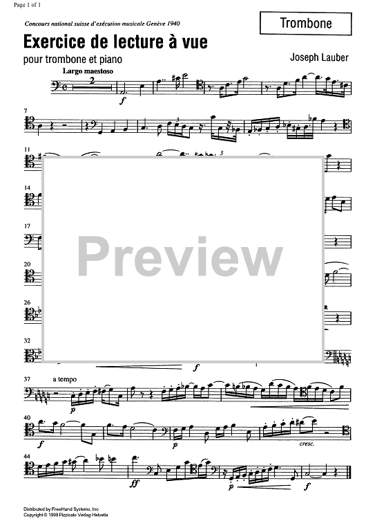 Exercice de lecture à vue - Trombone