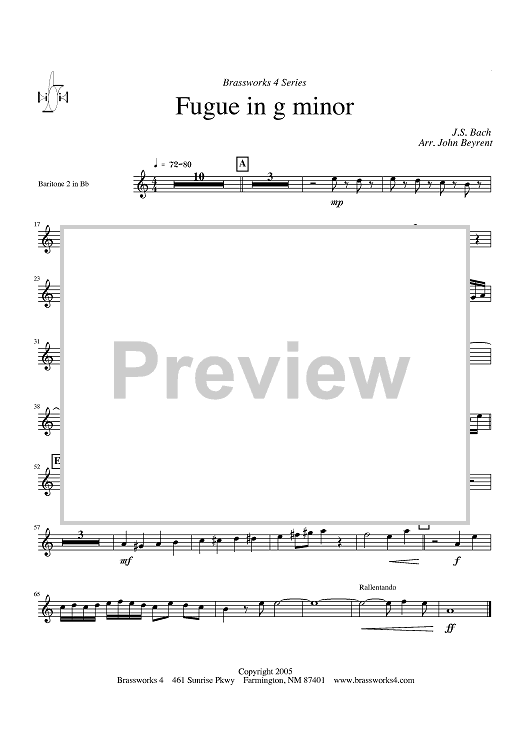 Fugue in g minor - Baritone 2 in Bb