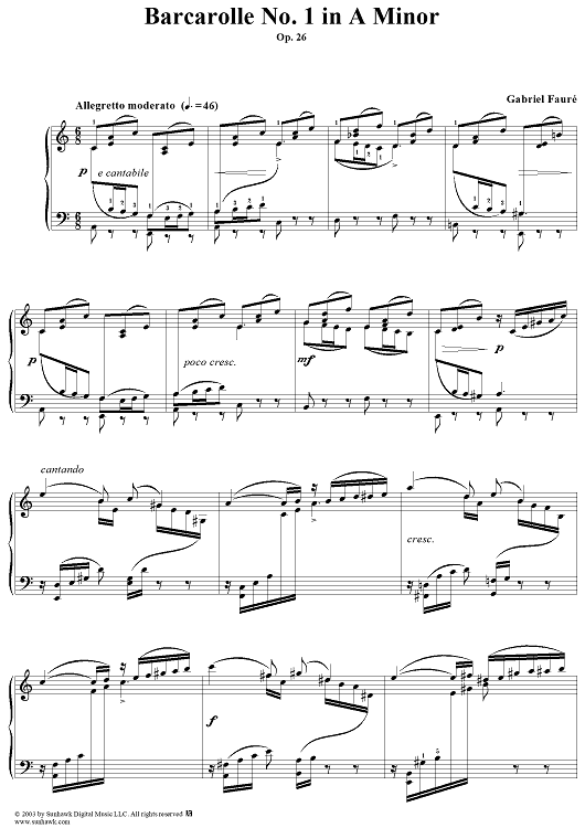 Barcarolle No. 1 in A Minor, Op. 26