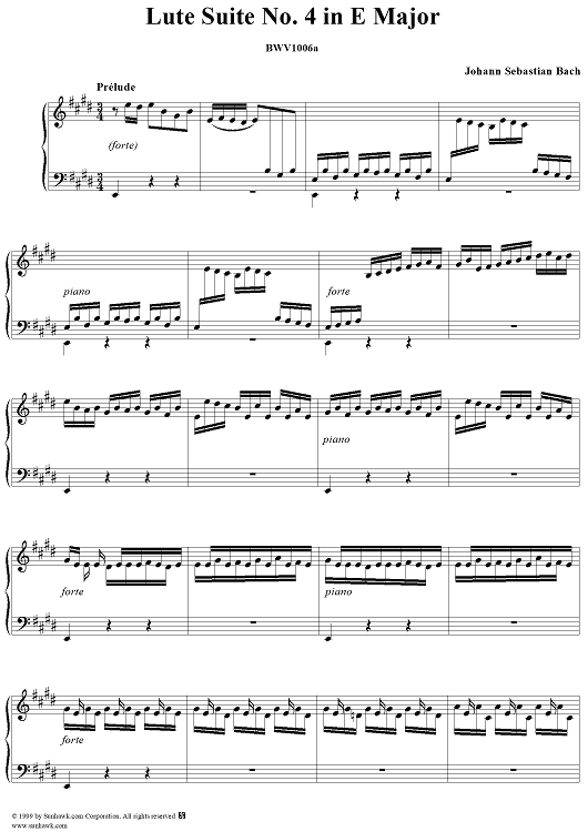 Lute Suite No. 4 in E Major, BWV 1006a