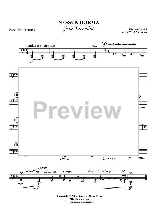 Nessun Dorma - Bass Trombone 2