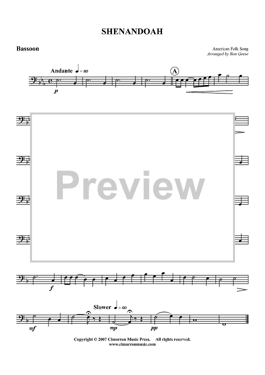 Shenandoah - Bassoon