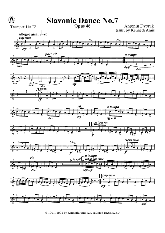 Slavonic Dance No.7, Op.46 - Trumpet 1 in Eb