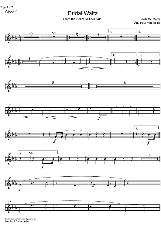 Bridal Waltz from A Folk Tale - Oboe 2