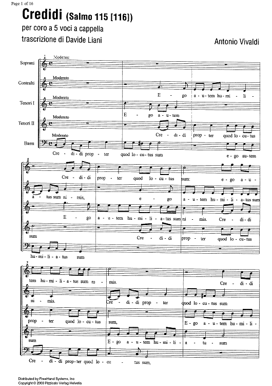 Credidi (Salmo 115 [116]) - Score