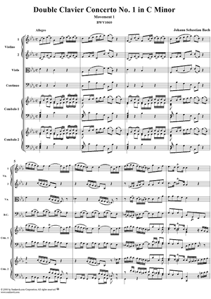 Double Clavier Concerto No. 1 in C Minor, Movement 1   (BWV 1060) - Score