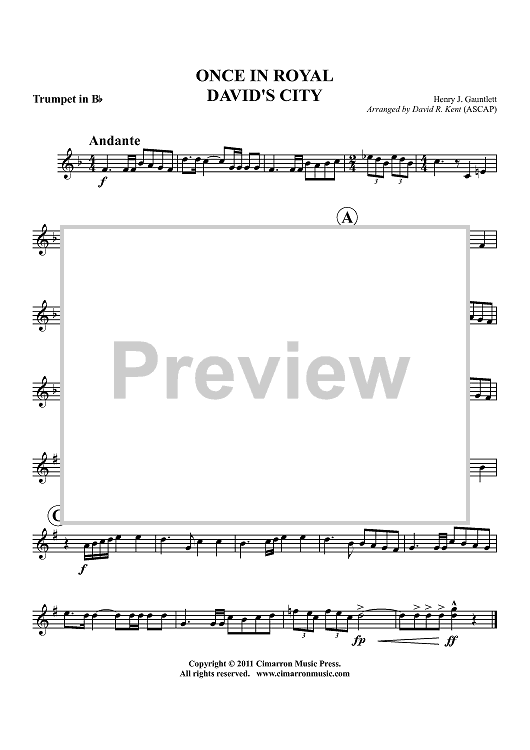 Once in Royal David's City - Trumpet in Bb
