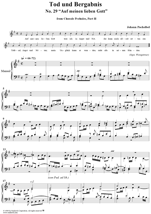 Chorale Preludes, Part II, Tod und Begräbnis, 29. Auf meinen lieben Gott
