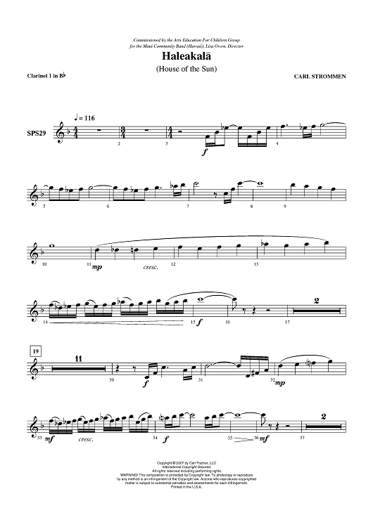 Haleakala - Clarinet 1 in B-flat