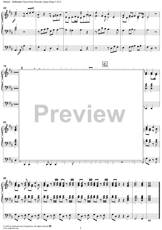 Hallelujah Chorus Organ" Sheet Music for Chorus and Orchestra Sheet