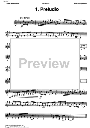 Studies for clarinet, Vol. 3 No. 1 - Preludio - Clarinet