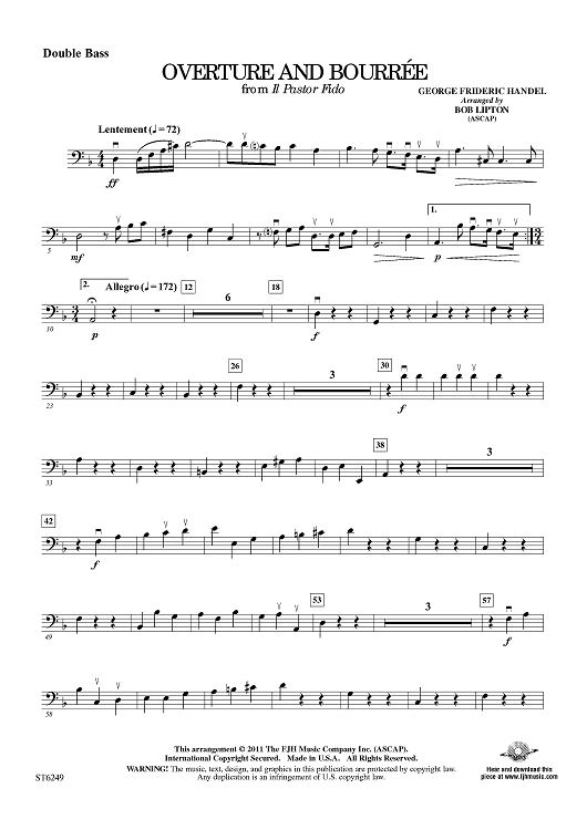 Overture and Bourrée from Il Pastor Fido - Double Bass