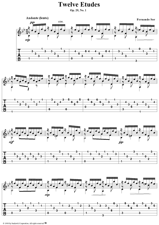 Twelve Etudes, Op. 29, No. 1: Andante (Lento)