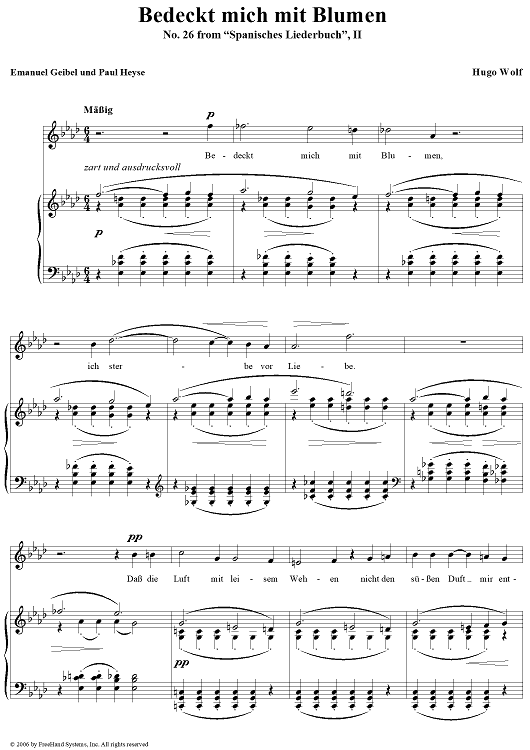 Bedeckt mich mit Blumen, No. 26 from "Spanisches Liederbuch" II
