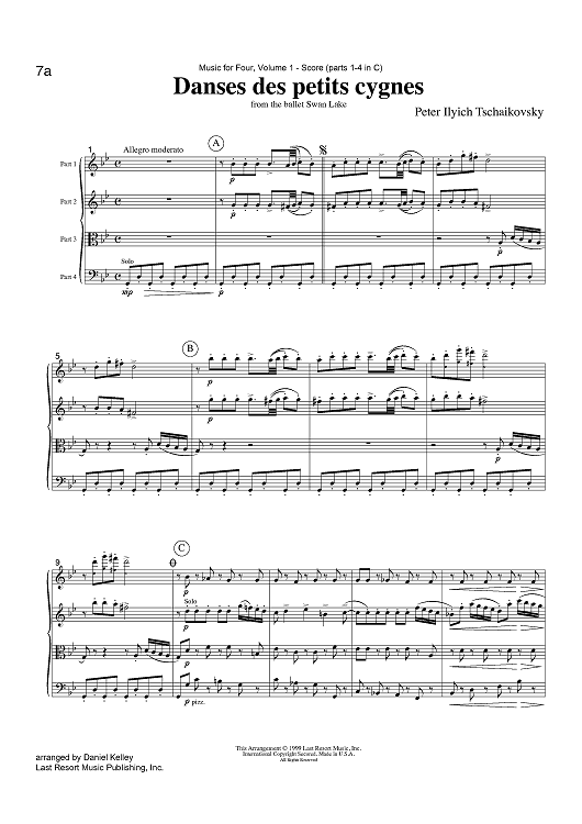 Danses des petits cygnes - from the ballet Swan Lake - Score