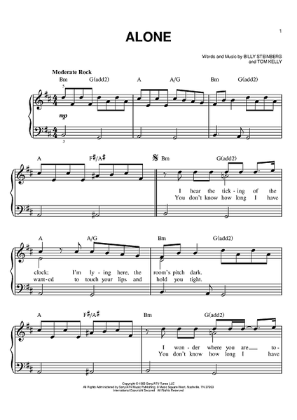 Alone by Heart Sheet Music & Lesson