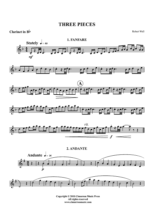 Three Pieces - Clarinet in Bb