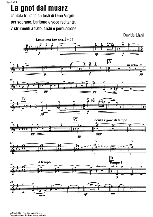 La gnot dai muarz (The night of the Dead) [set of parts] - Violin 2