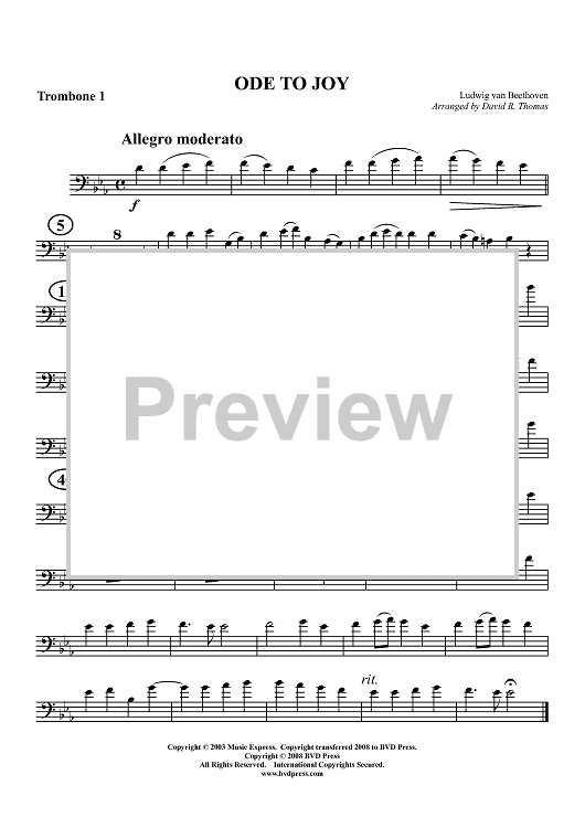Ode to Joy - Trombone 1