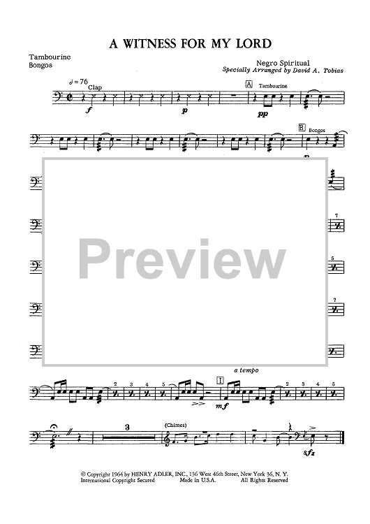 A Witness For My Lord - Tambourine