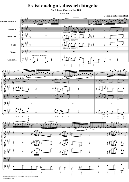 Es ist euch gut, dass ich hingehe - No. 1 from Cantata No. 108 - BWV108