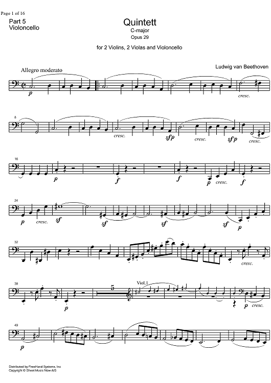 String Quintet C Major Op.29 - Cello