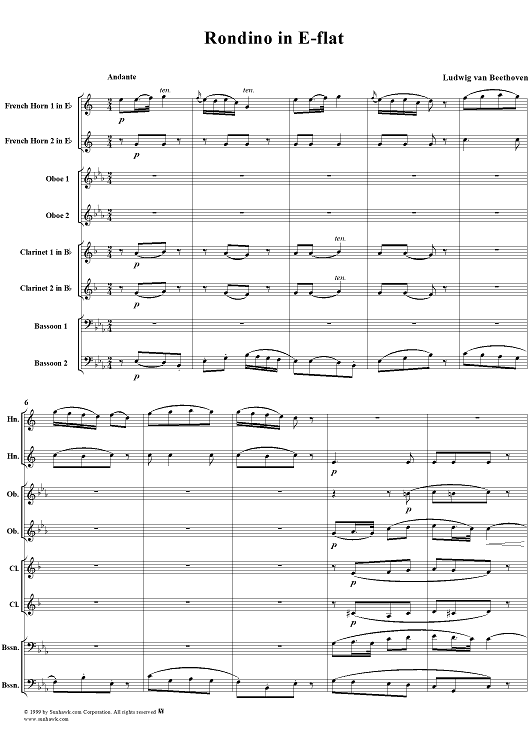 Rondino in E-flat major - Full Score