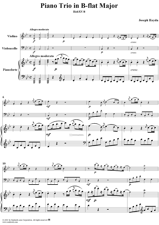 Piano Trio in B-flat Major, HobXV/8 - Piano Score