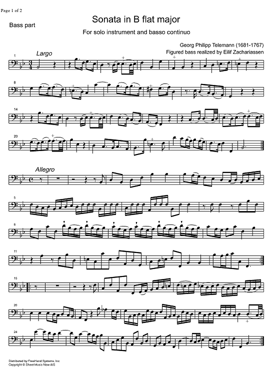 Sonata Bb Major - Bass