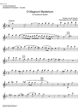 O Magnum Mysterium - E-flat Alto Saxophone 1 (optional)