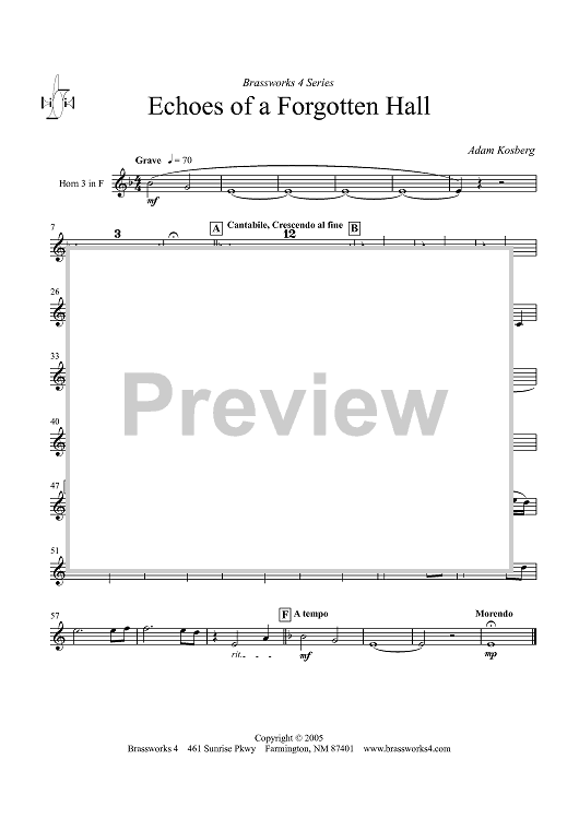 Echoes of a Forgotten Hall - Horn 3 in F