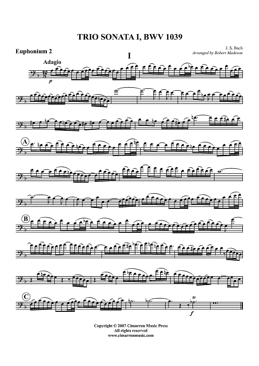 Trio Sonata I, BWV 1039 - Euphonium 2 BC/TC