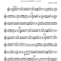 Allegro - from Concerto in F Major, Op. 8 #3 - "Autumn" - Part 2 Flute, Oboe or Violin