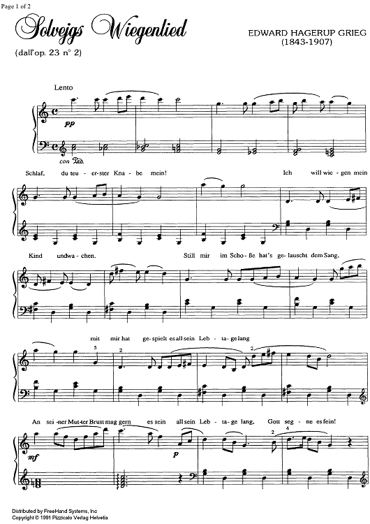 Peer Gynt Op.23 No.23 - Solvejgs vuggesang (S. Cradle song)