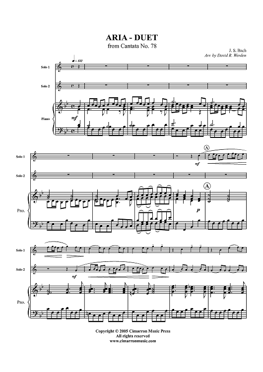 Aria - Duet from Cantata No. 78 - Piano Score