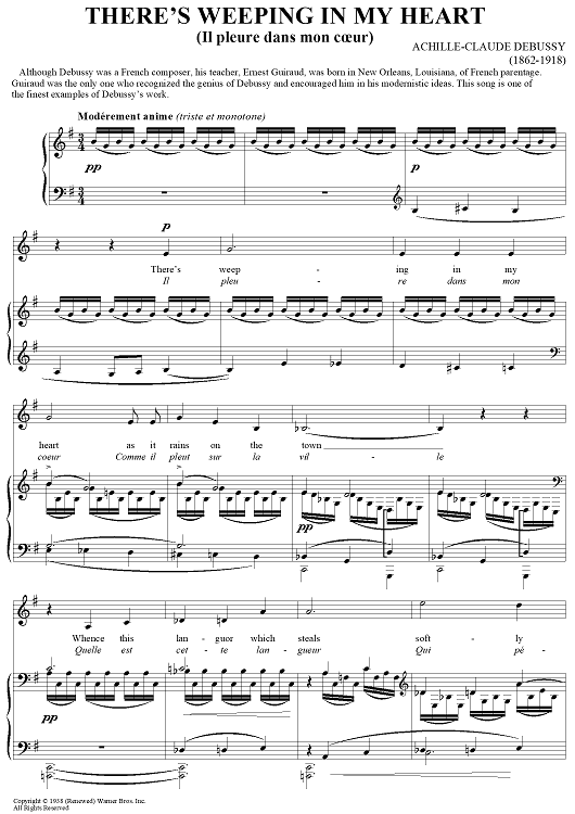 There's Weeping In My Heart (Il pleure dans mon couer)