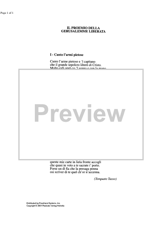 Dal proemio della Gerusalemme liberata - Lyrics