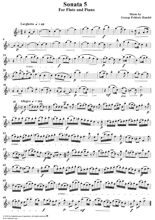 Sonata 5 for flute and piano, (flute)
