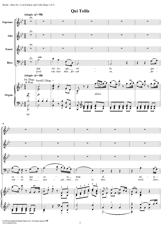 Mass No. 11 in D Minor, "Nelsonmesse": Qui Tollis